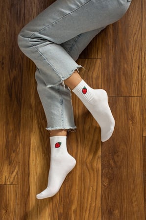 Cerina Store 6' Lı Kadın Düz & Meyveli Tenis Çorap Kutusu Doğal Kokulu Dikişsiz Çorap