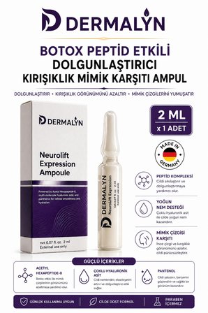 DERMALYN 1 Adet Botox Peptid Etkili Dolgunlaştırıcı Kırışıklık Mimik Karşıtı Ampul Serum Dermaroller Dermapen