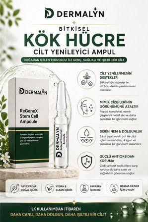 DERMALYN 3 Adet Bitkisel Kök Hücre Cilt Yenileyici Mimik Kırışıklık Yaşlanma Karşıtı Ampul Serum Dermaroller