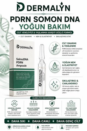 DERMALYN 1 Adet PDRN Somon DNA Kolajen İçeren Cildi Gençleştirmeye Yardımcı Ampul Serum Dermaroller Dermapen