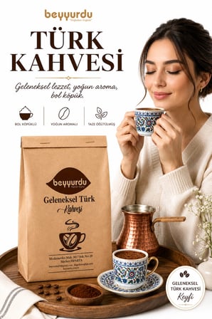 Türk Kahvesi Beyyurdu Bol Köpüklü Yoğun Aromalı Taze Öğütülmüş Kahve