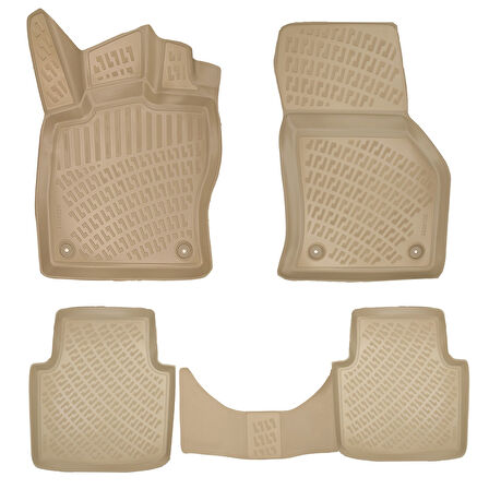 Rizline Skoda Super B 2015 Sonrası İle Uyumlu 3D Havuzlu Paspas Bej