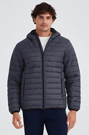 Skechers Essential Synthetic Fill Jacket Kapüşonlu Şişme Erkek Mont Gri