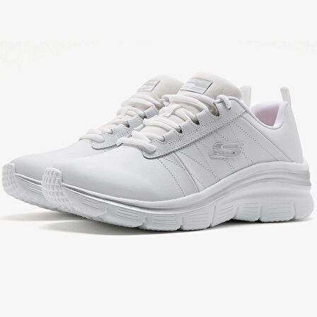 Skechers Fashion Fit-Effortless Memory Foam Leather Womens Sneaker White Hafızalı Taban Hakiki Deri Kadın Günlük Spor Ayakkabı Beyaz