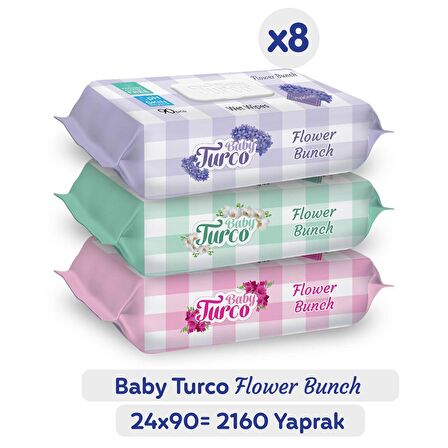 Baby Turco Flower Bunch Islak Havlu 24x90 (2160 Yaprak)