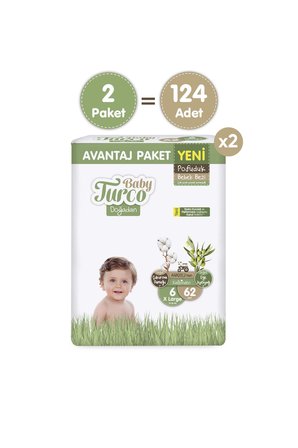 Baby Turco Doğadan Süper Avantaj Paketi Pofuduk Bebek Bezi 6 Numara Xlarge 124 Adet