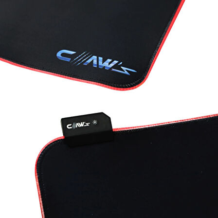 Raptor 80X30CM Mikrofiber Yüzey/Kaydırmaz Kauçuk Zemin 360° RGB Dikişli Xl Mousepad - Siyah