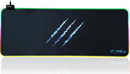 Raptor 80X30CM Mikrofiber Yüzey/Kaydırmaz Kauçuk Zemin 360° RGB Dikişli Xl Mousepad - Siyah
