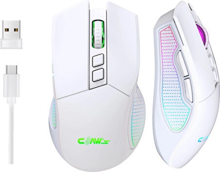 Crossfire Air V1 10000 Dpi Pixart PMW3325 Sensör Yazılımlı BT5.1 RGB Kablosuz Gaming Mouse - Beyaz