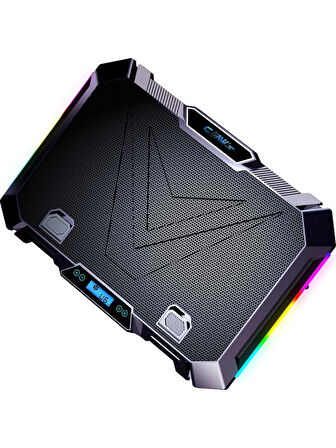 Vortex 8x Fan - 10 Mod RGB - LCD Ekran - Fan ve Yükseklik Kademeli 2x USB Notebook Soğutucu
