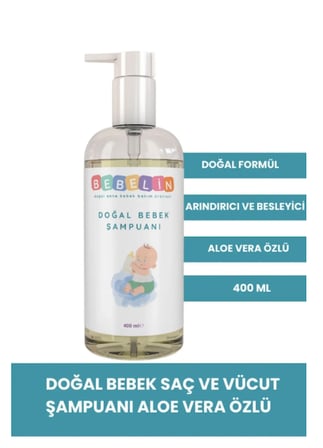 Bebelin Doğal Bebek Saç Ve Vücut Şampuanı 400 ml Aloe Vera Özlü