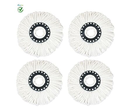 Viscomop Döner Başlıklı Mikrofiber Mop Yedeği 4'lü Ekonomik Set