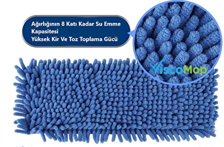 Viscomop Pratik Süper Emici Toz Toplayıcı Microfiber Şönil Mop Bezi 50 cm