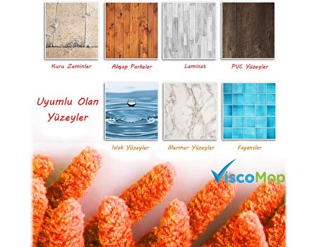 Viscomop Pratik Süper Emici Toz Toplayıcı Microfiber Şönil Mop Bezi 50 cm