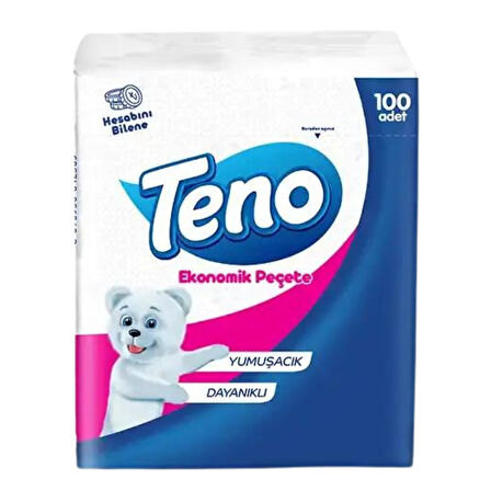 Teno Peçete 22,5 cm. x 26,5 cm. % 100 Selüloz 2 Koli (64 Paket) (50001458)