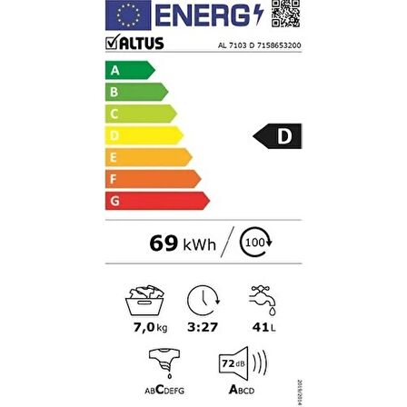 Altus AL 7103 D 1000 Devir 7 kg Çamaşır Makinesi