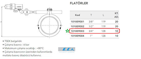ECA FLATÖR DEPO ŞAMANDIRA 3/4"-101009003-10 ADET