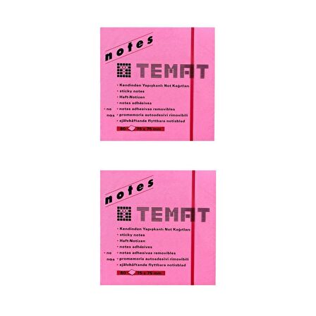 Temat 75 X 75 Mm Fosforlu Pembe Postit - Yapışkanlı Kağıt 2'Lİ