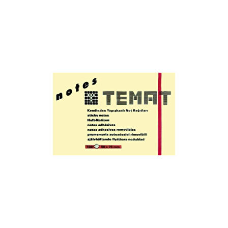 Temat Yapışkanlı Not Kağıdı 50X75Mm Pastel Sarı
