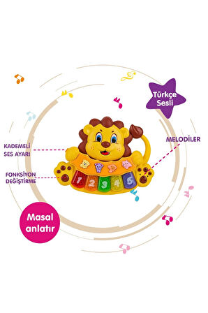 Türkçe Eğitici Sesli Işıklı Masalcı Aslan Piyano  Oyuncak