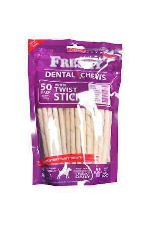 Dental Chews White Twist Sticks Dog Treat Diş Sağlığı Için Beyaz Burgu Çubuk Kemik 50 Adet 300 Gr