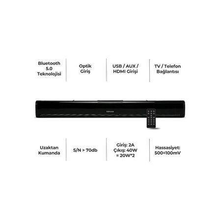 Goldmaster SB-1140 Kablosuz BT Sound Bar