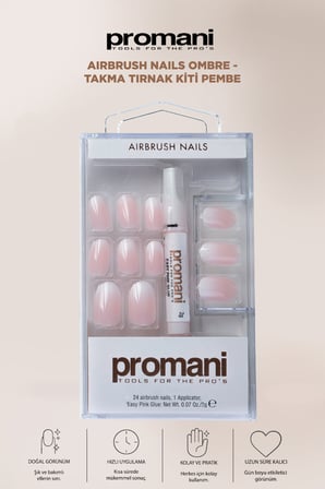 Airbrush Nails Ombre - Takma Tırnak Kiti Pembe