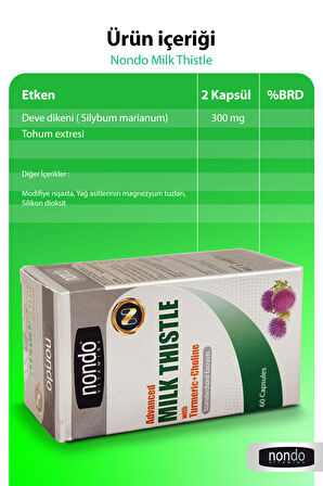 Milk Thistle 60 Kapsül (DEVE DİKENİ, ENGİNAR, SLİBİN, KOLİN, ZERDEÇAL, KARAHİNDİBA,)