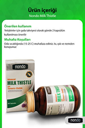 Milk Thistle 60 Kapsül (DEVE DİKENİ, ENGİNAR, SLİBİN, KOLİN, ZERDEÇAL, KARAHİNDİBA,)