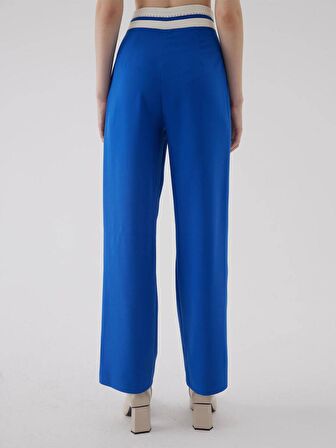 Punto Dikiş Detay Saks Yüksek Bel Pantolon