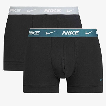 Nike Dri Fit Ultra Stretch 2 Pack Micro 2 li Paket Kısa Boxer Siyah 2 Renk Bantlı