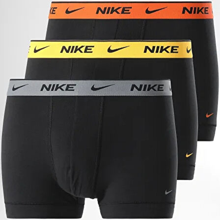 Nike Dri Fit Ultra Stretch 3 Pack Micro 3 lü Paket Kısa Boxer Siyah 3 Renk Bantlı