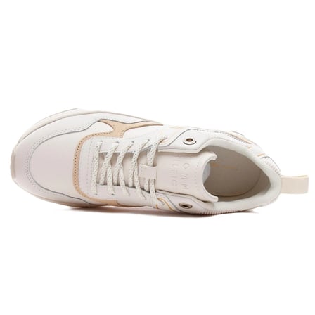 Tommy Hilfiger Fashion Wedge Leather Womens Sneaker Hakiki Deri Kadın Günlük Spor Ayakkabı Bej
