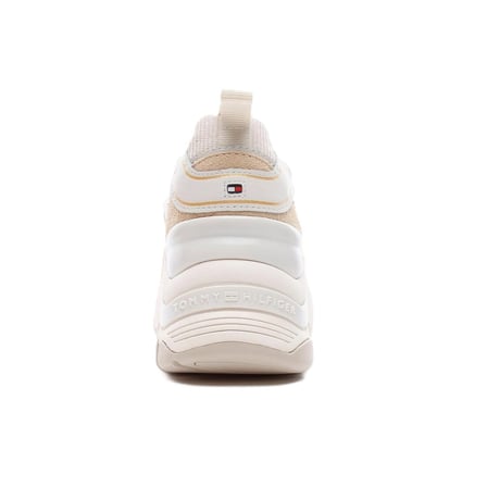 Tommy Hilfiger Fashion Wedge Leather Womens Sneaker Hakiki Deri Kadın Günlük Spor Ayakkabı Bej