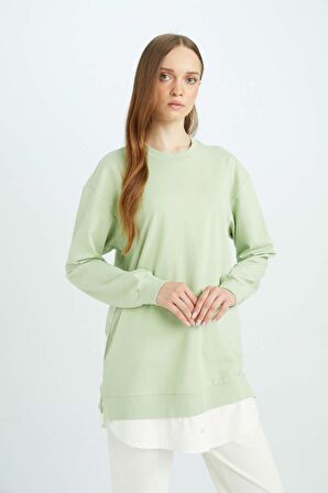 DeFacto Regular Fit Bisiklet Yaka Basic Düz Sweatshirt Tunik A9529AX24AUGN1207