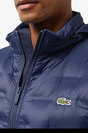 Lacoste Modern Kapitone Down Fill Jacket Kaztüyü Dolgu Gizli Kapüşonlu Lacivert Mont