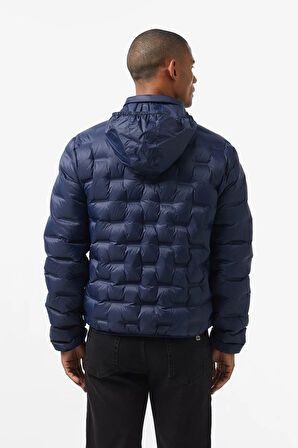 Lacoste Modern Kapitone Down Fill Jacket Kaztüyü Dolgu Gizli Kapüşonlu Lacivert Mont