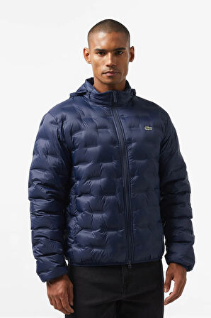 Lacoste Modern Kapitone Down Fill Jacket Kaztüyü Dolgu Gizli Kapüşonlu Lacivert Mont