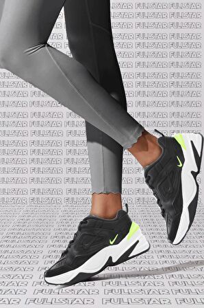 Nike M2K Tekno Leather Unisex Sneaker Hakiki Deri Beyaz Spor Ayakkabı Siyah Yükseklik 4cm