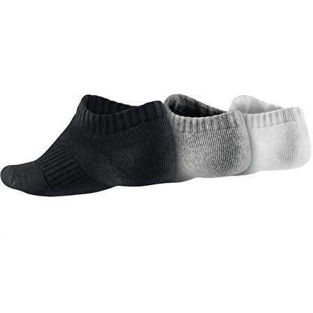 Nike Performance Cushioned No Show 3 Pack Scok Unisex Pamuklu 3 lü Çorap Beyaz Gri Siyah