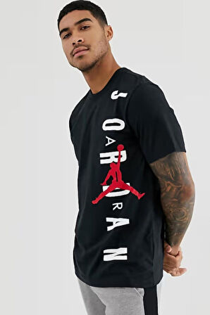 Nike Jordan Jumpman Vertical Air Stretch Crew Tee Erkek Logolu Tişört Siyah