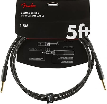 Fender Deluxe 1.5 Metre Gitar Kablosu Siyah Enstrüman Kablosu