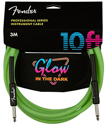 Fender 3 Metre Professional Glow in the Dark Cable 3 Metre Yeşil Kablo