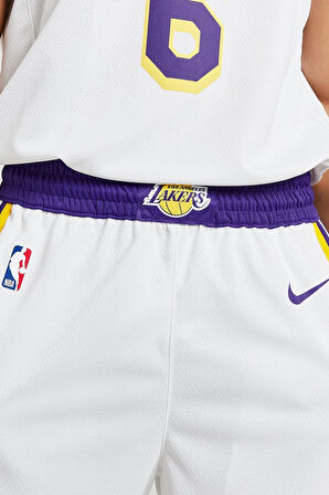 Nike Dri Fit Los Angeles Lakers Association Edition Swingmant Shorts Erkek Basketbol Şort Beyaz Mor
