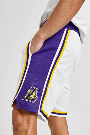 Nike Dri Fit Los Angeles Lakers Association Edition Swingmant Shorts Erkek Basketbol Şort Beyaz Mor