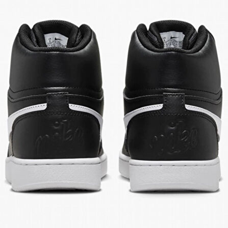 Nike Ebernon Mid Triple Leather Erkek Sneaker Hakiki Deri Bilekli Spor Ayakkabı Siyah