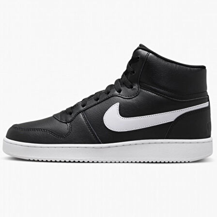 Nike Ebernon Mid Triple Leather Erkek Sneaker Hakiki Deri Bilekli Spor Ayakkabı Siyah