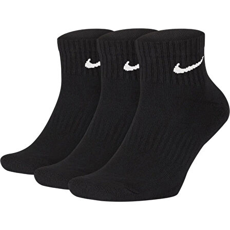 Nike Dri Fit Everyday Cotton Cushioned Ankle Scok Unisex 3Lü Çorap Siyah