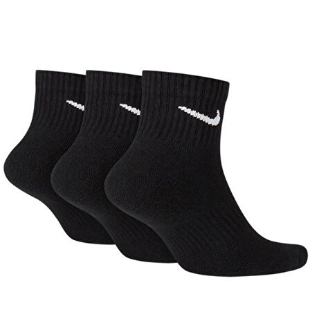 Nike Dri Fit Everyday Cotton Cushioned Ankle Scok Unisex 3Lü Çorap Siyah