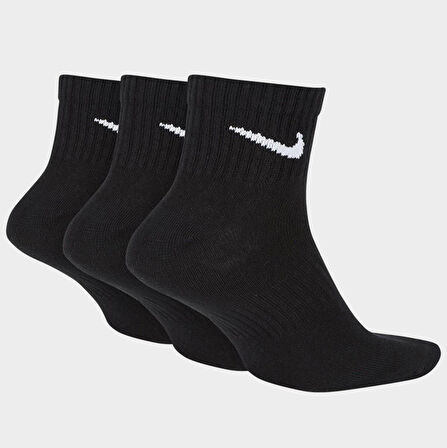 Nike Dri Fit Everyday Cotton Ankle Crew 3 Piar Unisex Bilek Boy Çorap 3 Çift Siyah